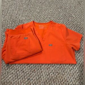 FIGS Sunset Orange Scrub Set